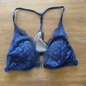 Lace Racerback Bralette in Navy Blue